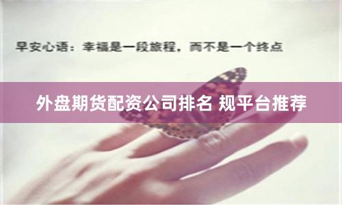 外盘期货配资公司排名 规平台推荐